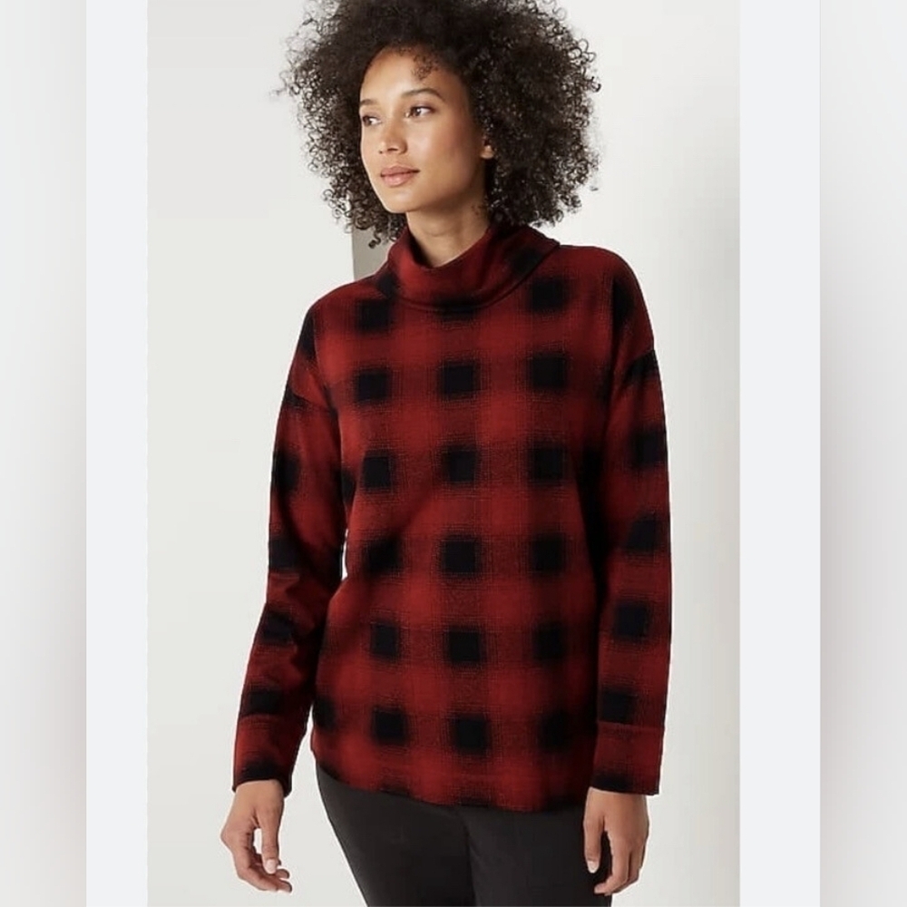 J Jill Fit NWT Cotton Blend Plaid Popover Tunic Top 2X